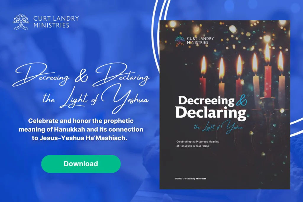 An ad to get a free resource that decrees and prayers for each night of Hanukkah for Believers in Jesus.