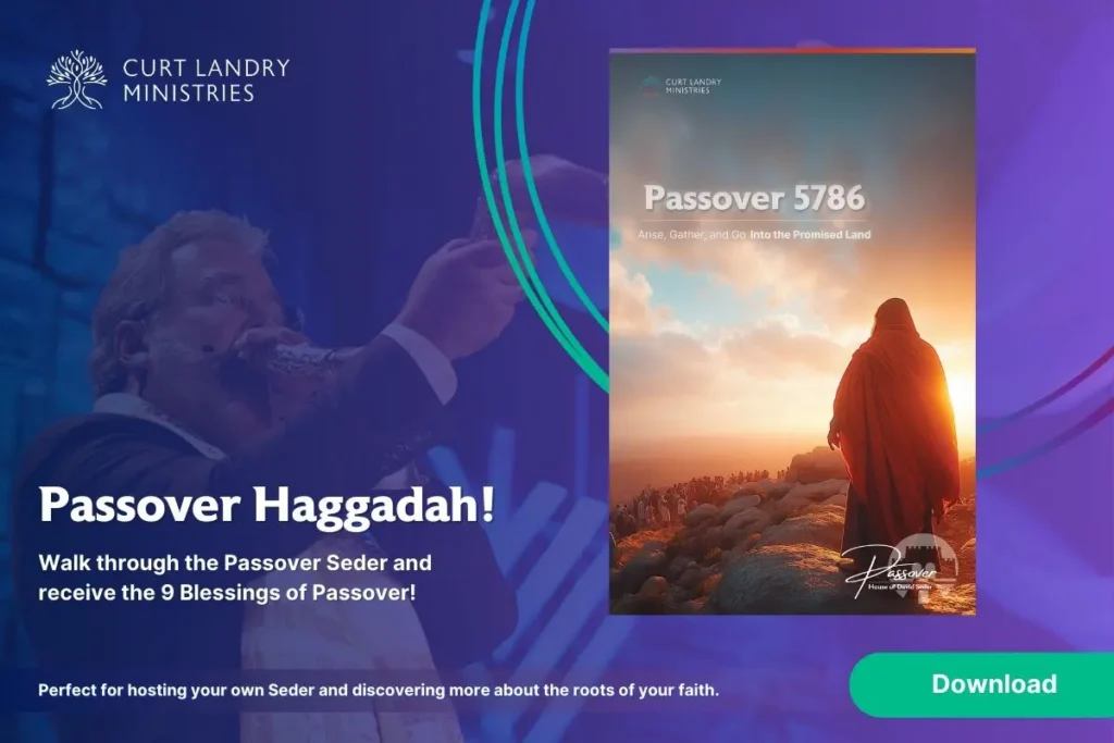 An ad to get a free resource, Passover Haggadah, that walks you through the Seder and contains the 9 blessings of Passover