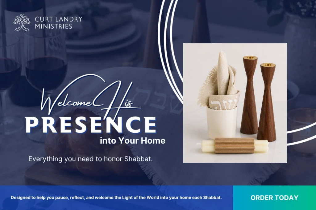 An ad for Shabbat Box featuring shabbat essentials—a challah cover, Kiddush cup, and candlesticks—to help create a meaningful Shabbat experience.